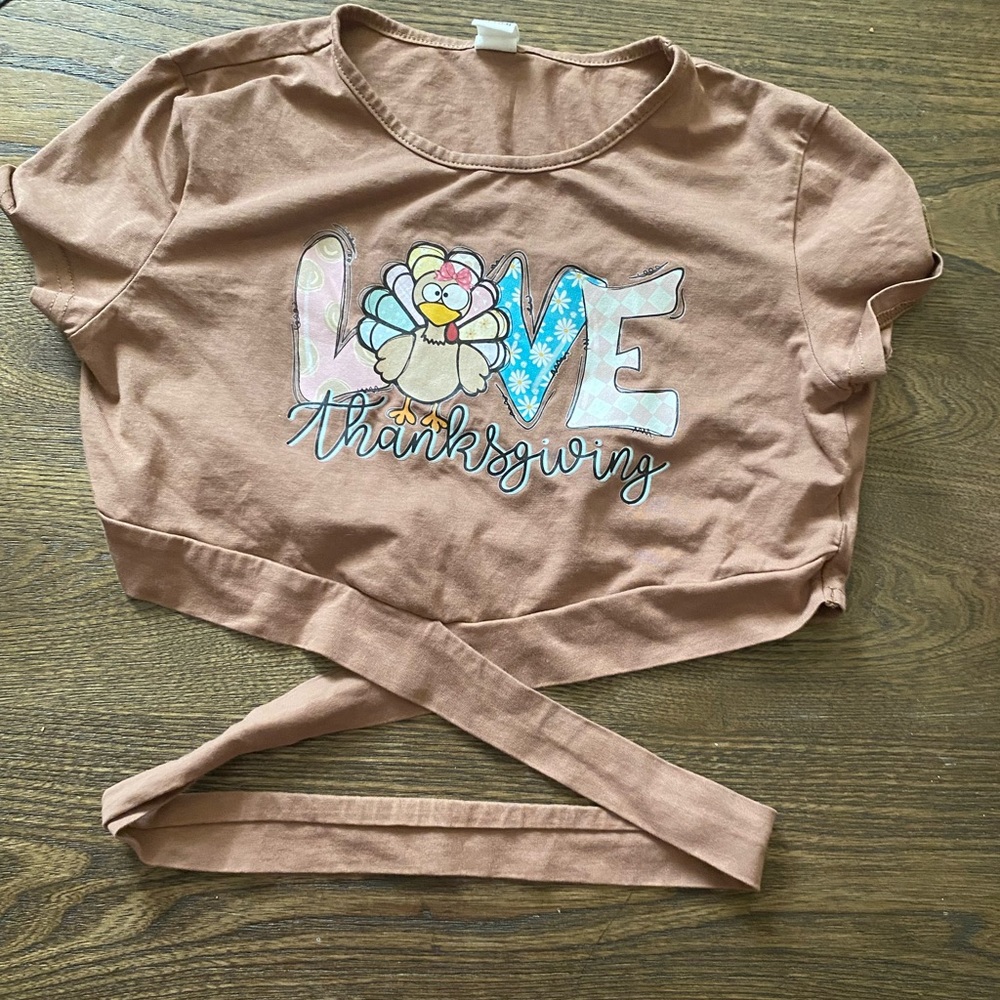 Brown SHEIN Thanksgiving crop top